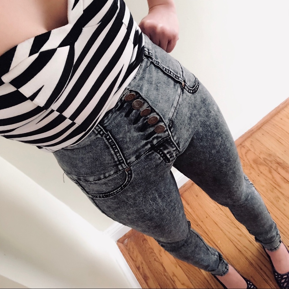 Vintage High Waisted Acid Washed Jeans 80s